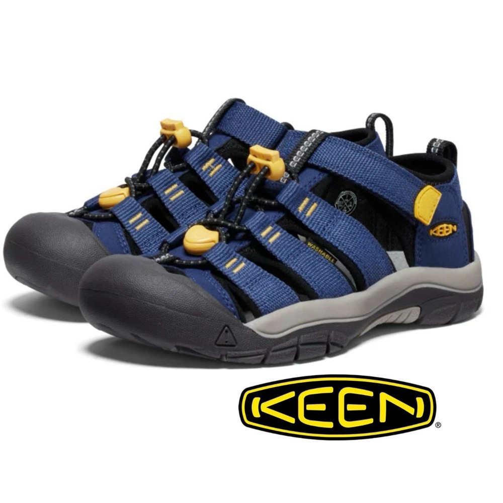 KEEN Newport H2 Kids Waterproof Water Sandals Blue Yellow Outdoor Hiking Size 10